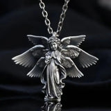 Retro Gothic Mysterious Demon Angel Wings Pendant Necklace Men's Punk Hip Hop Trendy Cool Jewelry Boy Gift