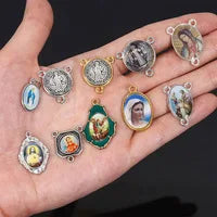 PU Leather Keychain Saint Christopher Charm Pendant Men Antique Bronze Plated Hook Keychain Car Keychain