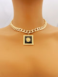 Exaggerated Lion Head Pendant Short Necklace, Zinc Alloy Jewelry choker necklace for women