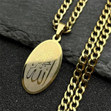 Muslim Islamic Quran Allah Stainless Steel Pendant Necklace Hip Hop Chain for Men Women Gold Color Arabic Islam Amulet Jewelry