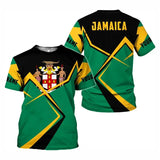 All Over Print Jamaica Flag T-shirt For Men Summer O'neck T Shirts Clothes Men's Short Sleeves Oversized Tshirt Tops