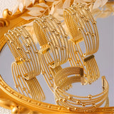 New Multi-Layer Cuff Bracelets For Women Stainless Steel Beaded Gold Plated Round Wristband Women Bangles Charm Jewelry Gift