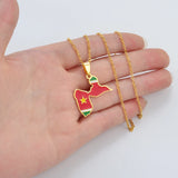 Anniyo France Guadeloupe Map Flag Pendants Necklaces for Women Jewelry  @315021