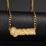 Auxauxme Custom Name Necklace Stainless Steel For Men Women Personalized Hip Pop Heart Star Mounth Nameplate Pendant Jewelry