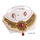 Luxury Elegant Crystal Wedding Jewelry Set Women Vintage Water Drop Earring Necklace Set Indian Gold Color Bijoux Bride Gift