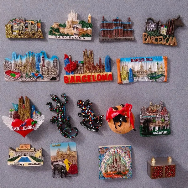 Europe Spain fridge magnets Portugal Resin Refrigerator Sticks Tourism Commemorative Handmade Creative Gifts Barcelona Lisbon