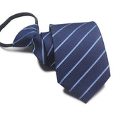 Zipper Ties For Men Women Striped Mens Tie For Business Wedding Skinny Neck Tie Casual Slim Blue deep Light navy blue Necktie
