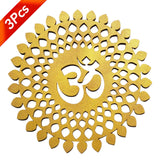3Pcs Golden Om Round Decorative Wall Art  Om Chakra For Temple, Living Room, Bedroom, Office, Hotel, Home Decor Items, Gift
