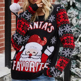 2025 Winter Women Christmas Knitted Sweater Santa's Favorite Print Pullover Full Sleeve O Neck Loose Soft Jumpers Xmas Look Wear