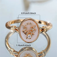 Trendy Female White Enamel Stone Oval Leaf Plant Ring Vintage Gold Silver Color Rings For Women Wedding Jewelry Gift