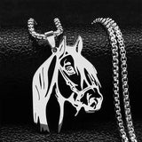 Horse Head Pendant Necklace for Women/Men Stainless Steel Animal Horse Accessories Chain Necklaces Jewelry colar masculino N2026