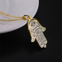 EUEAVAN Vintage Hamsa Hand of Fatima Pendant Necklace Stainless Steel Turkish Evil Eye Necklaces Spirit Lucky Jewelry for Man