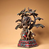 13 inch bronze gold inlay Gem Indian Buddhism Visnu Krishna gods deities statue