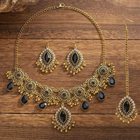 Water Drop Pendant Hollowed-out Tassel Jewelry Set Hollowed Out Ethnic Style Women Jewelry Set Vintage Exaggeration