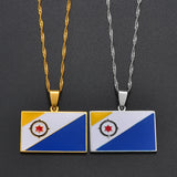 Anniyo Bonaire Flag Pendant Necklaces for Women Girls Antilles Curacao Jewelry #273321