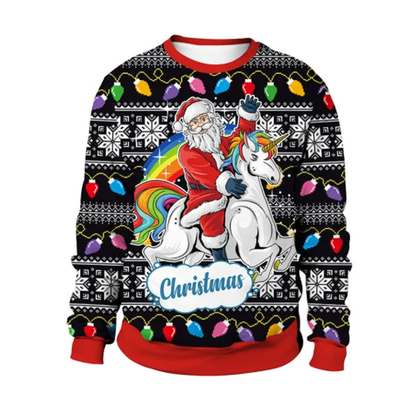 Christmas 2025 new printing round neck pullover sweater men and women lovers Ugly Christmas Sweater Autumn Winter Blouses