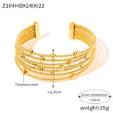New Multi-Layer Cuff Bracelets For Women Stainless Steel Beaded Gold Plated Round Wristband Women Bangles Charm Jewelry Gift