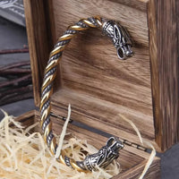 Black Stainless Steel Nordic Viking Norse Dragon Bracelet Men Wristband Cuff Bracelets with Viking Wooden Box