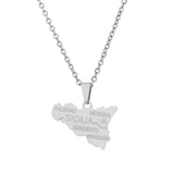 2024 new fashion stainless steel Sicily map pendant necklace temperament everything collarbone chain birthday anniversary small