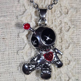 Gothic Creative Funny Voodoo Doll Red Heart Pendant Earrings Necklcae Punk Cartoon Holiday Decoration Accessories Halloween Gift