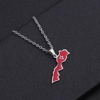 Morocco map pendant stainless steel necklace famous ethnic style female niche design sense of light luxury geometric drip oil je