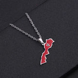 Morocco map pendant stainless steel necklace famous ethnic style female niche design sense of light luxury geometric drip oil je