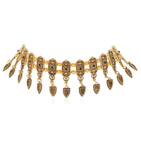 New Fashion Ethnic Style Retro Antique Alloy Carved Rhinestone Women's Neck Chain Choker Necklace Indian Jewelry