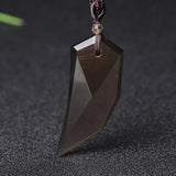 Natural Ice Gold Color Obsidian Wolf Tooth Pendant Necklace For Women And Men Sweater Rope Amulets Talismans Jewelry