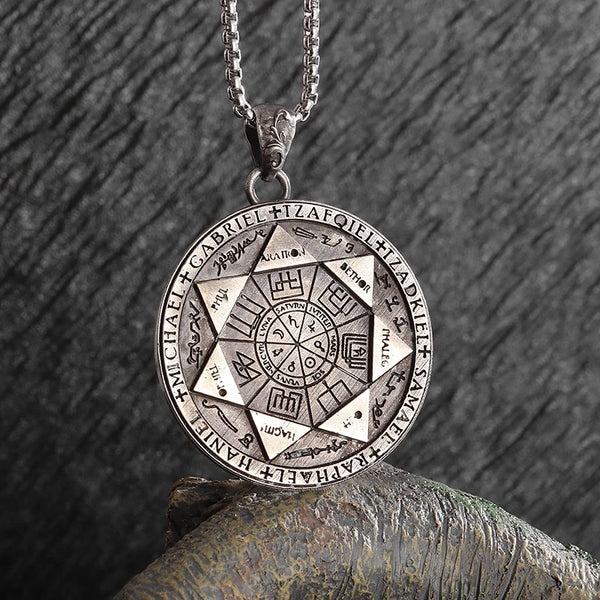 Retro Fashion Seven Angels Magic Circle Solomon's Seal Necklace Pendant Men's Lucky Amulet Jewelry