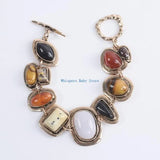 U90E Novel Trend Exaggerated Geometric Metal Stone Bracelet Temperament Bracelet