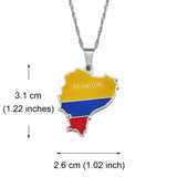 Anniyo Ecuador Map With Flag Pendant Necklaces Ecuadorian Jewelry #214621