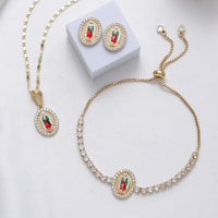 Sally's Paradise Mexican style Saint Jude Virgin Mary jewelry set suitable for daily wear Christmas gift for women ﻿