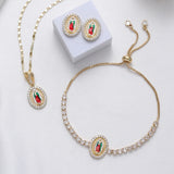 Sally's Paradise Mexican style Saint Jude Virgin Mary jewelry set suitable for daily wear Christmas gift for women ﻿