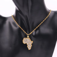 African Art Paint Map Pendant Necklaces Hip Hop Jewelry Accessories Neck Chain African Map Necklace for Ethnic Jewellery Gift