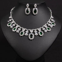 Women's Light Luxury Niche Design Floral Zircon Necklace Earring Set Fashionable And Versatile Pendant Set Daily Accessories