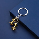 New Mini Metal Dumbbell Keychain For Man Double Dumbbell Gym Mobile Backpack Hanging Accessories Keychain Party Gift