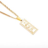 100 Dollar Bill Necklace Stainless Steel for Men Women High Quality Fashion Jewelry Exquisite Gift