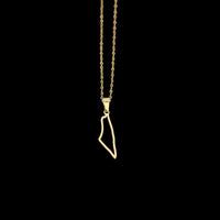 New fashionable stainless steel Israel map pendant necklace, simple and versatile, ethnic style map pendant collarbone chain for