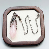 Silver Color 12 Faceted Natural Stone Crystal Pendant Pendulum for Divination 100% Clear Quartz Amethysts Pendulums Pendulo X334