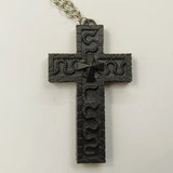 Vintage Cross Pendant Necklace with Secret Compartment Cross Necklace 3D Printed Charm Jewelry Necklace for Women Men