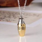 Vintage Stainless Steel Essential Oil Bottle Pendants Urn Wishing Bottle Necklace Religious Amulet Couple Party Jewelry