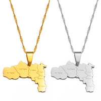 Anniyo Gold Color and Silver for Ethiopia Tigray Region Pendant Necklaces African Jewelry #237721