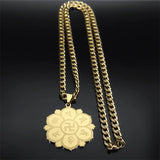 Buddhist Scripture Mantra Om Mani Padme Hum Necklace for Men Women Stainless Steel Gold Color Necklaces Jewelry Gifts N2665-1S05