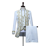European Gold-encrusted Vintage Court Tuxedo Men's Stand-up Collar Embroidered Suit Three-piece Set  Opera House, Stage Costumes