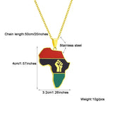 2024 new fashion stainless steel African fist map necklace for women and men couples ethnic style accessory collarbone chain ann