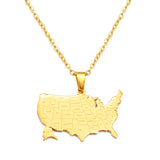 Anniyo American Map With State Name Pendant and Necklaces for Women Girls United States Map Jewelry USA #317301