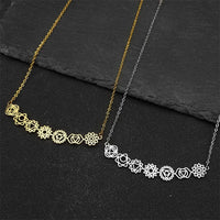 Yoga 7 Chakra Birth Flower Pendant Necklace for Women Girls Stainless Steel Gold Color Reiki Amulet Jewelry Mother's Day Gift