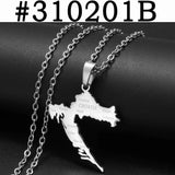Anniyo Croatia Map With Cities Šibenik Pendant Necklaces Stainless Steel for Women Girls Maps of the Croatian Jewelry #310201