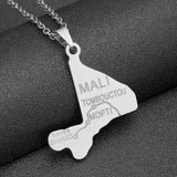 2024 New fashion stainless steel Mali map pendant map necklace for men and women geometric titanium steel pendant national style