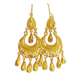 Retro Brass Earrings 24K Gold Plated Dubai African Nigeria Kundan Fan Shape Earrings Indian Luxury Jewelry For Women Gifts Whole